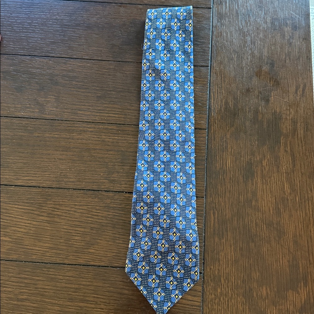 Ermengildo Zegna Vintage 90's Blue and Black Silk Tie
